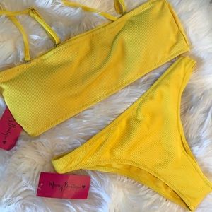yellow bandeau bikini ☀️